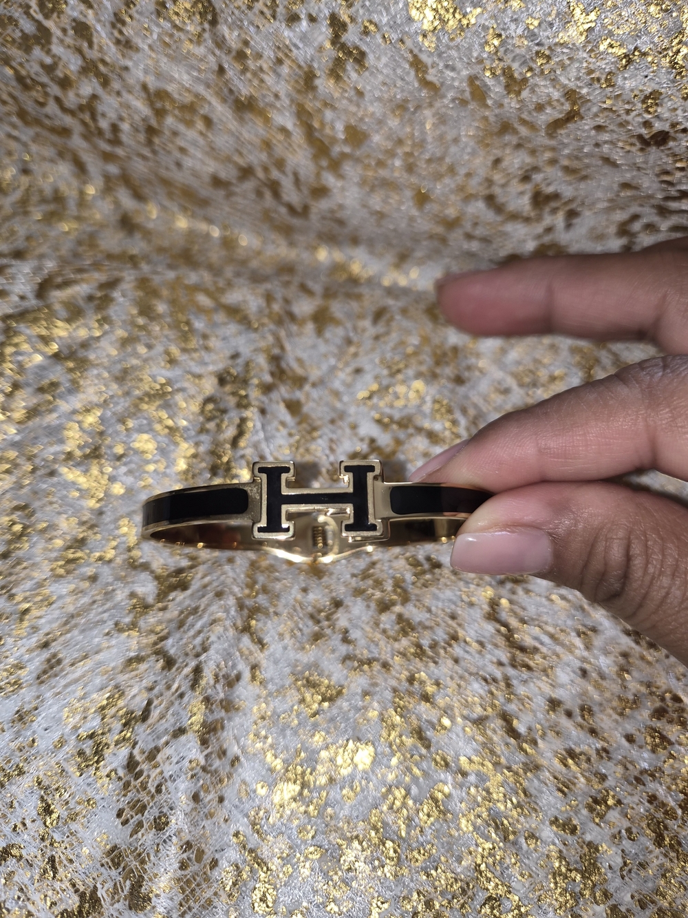 Gold and Black  Cuff Bracelet